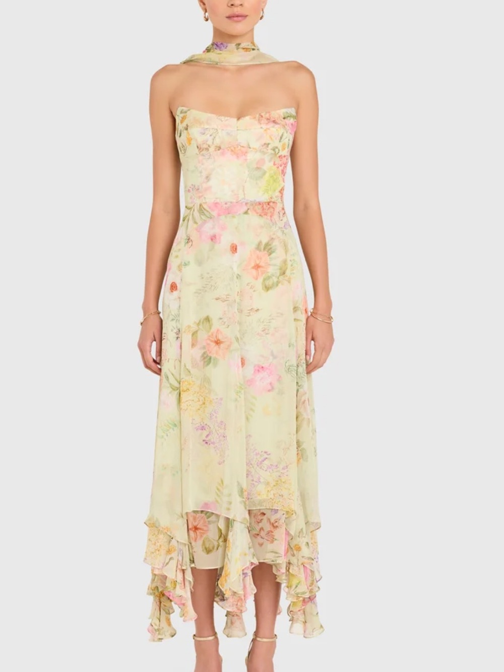 Amanda Uprichard MONTEREY DRESS WITH SCARF IN WHISTLEDOWN